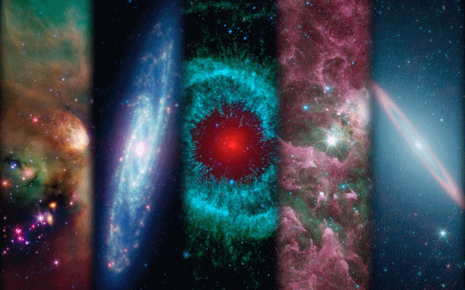 A montage of images taken by NASA's Spitzer Space Telescope over the years. Image Credit: NASA/JPL-Caltech