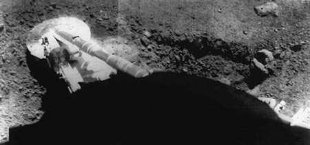 Surveyor 5 Footpad Resting On Lunar Soil - Credit: Surveyor 5/NASA