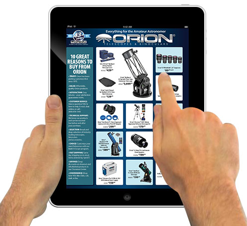 The orion eCatalog App on an Apple ipad. Also available on Android.